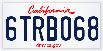 CA license plate 6TRB068
