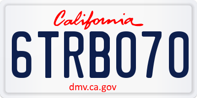 CA license plate 6TRB070