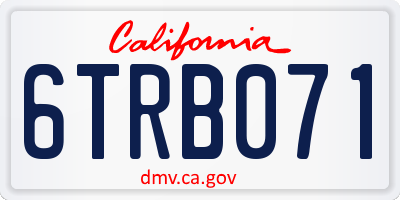 CA license plate 6TRB071