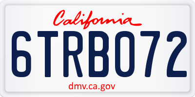 CA license plate 6TRB072