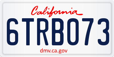 CA license plate 6TRB073