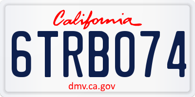 CA license plate 6TRB074