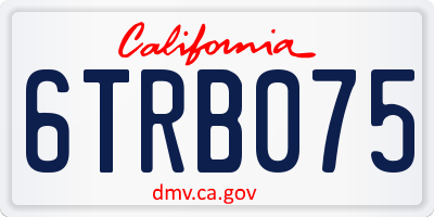 CA license plate 6TRB075