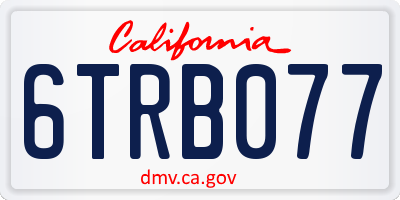 CA license plate 6TRB077