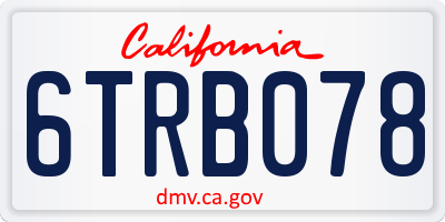 CA license plate 6TRB078