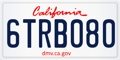 CA license plate 6TRB080
