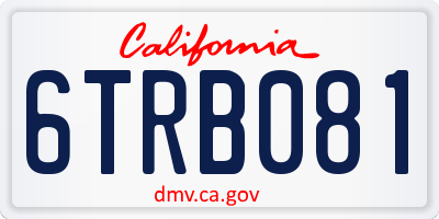 CA license plate 6TRB081