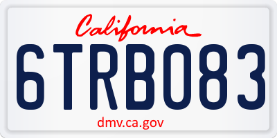 CA license plate 6TRB083