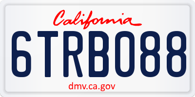CA license plate 6TRB088