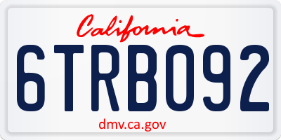 CA license plate 6TRB092