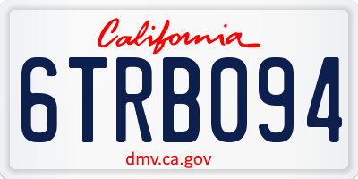 CA license plate 6TRB094