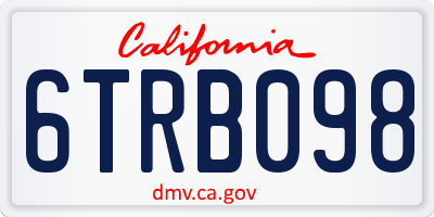 CA license plate 6TRB098