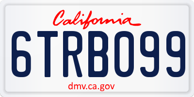 CA license plate 6TRB099
