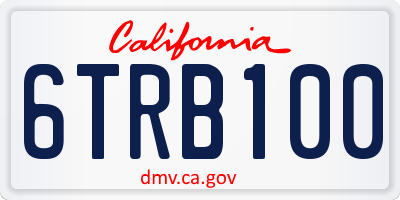 CA license plate 6TRB100