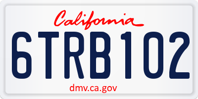 CA license plate 6TRB102