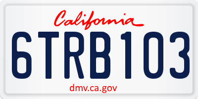 CA license plate 6TRB103