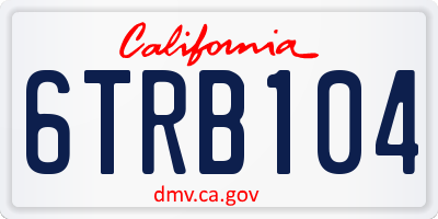 CA license plate 6TRB104