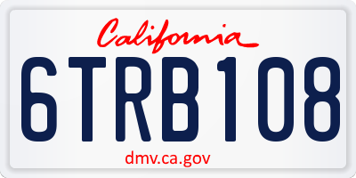 CA license plate 6TRB108