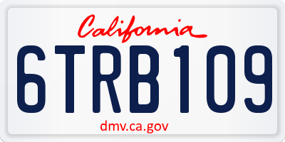 CA license plate 6TRB109