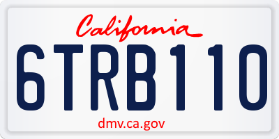 CA license plate 6TRB110