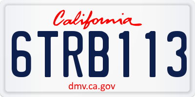 CA license plate 6TRB113