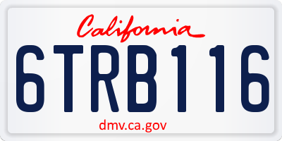 CA license plate 6TRB116