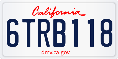 CA license plate 6TRB118