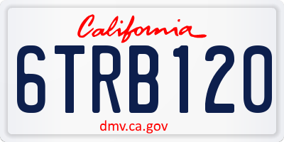 CA license plate 6TRB120