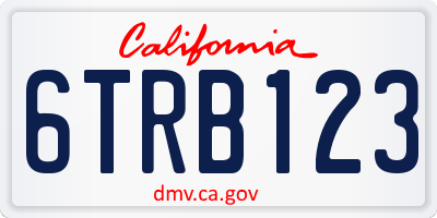 CA license plate 6TRB123