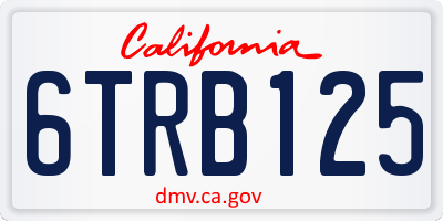 CA license plate 6TRB125