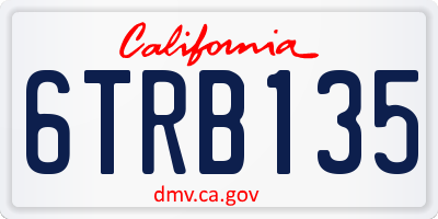 CA license plate 6TRB135