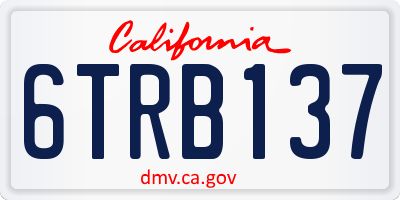 CA license plate 6TRB137