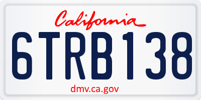 CA license plate 6TRB138