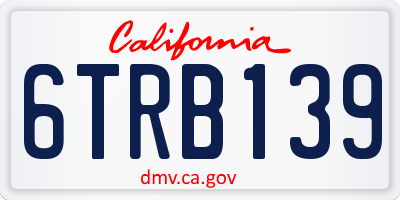 CA license plate 6TRB139