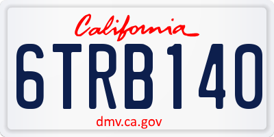 CA license plate 6TRB140