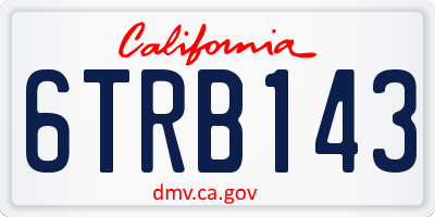 CA license plate 6TRB143