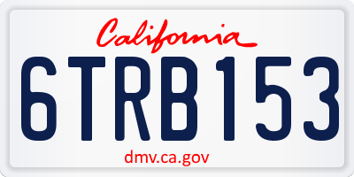 CA license plate 6TRB153