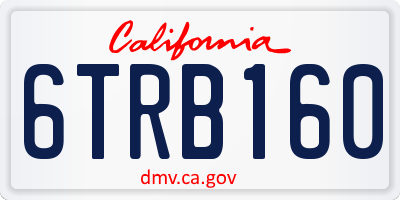 CA license plate 6TRB160