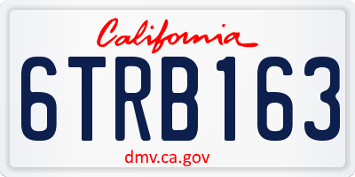 CA license plate 6TRB163