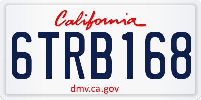 CA license plate 6TRB168