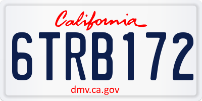 CA license plate 6TRB172