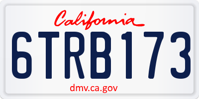 CA license plate 6TRB173