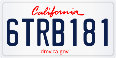 CA license plate 6TRB181