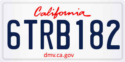 CA license plate 6TRB182