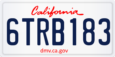 CA license plate 6TRB183