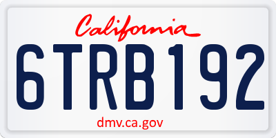 CA license plate 6TRB192