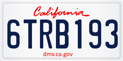 CA license plate 6TRB193