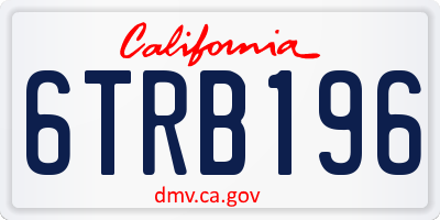 CA license plate 6TRB196