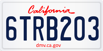 CA license plate 6TRB203