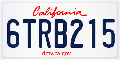 CA license plate 6TRB215